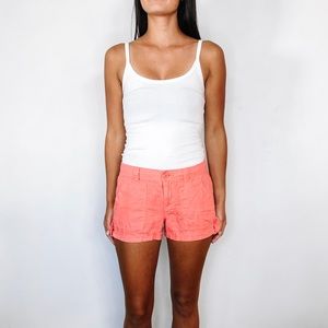 Coral linen shorts!